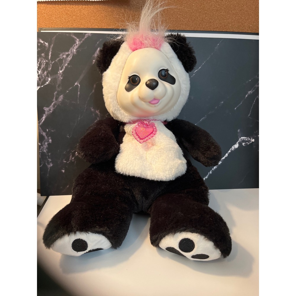 Bear Surprise Panda Plush Stuffed Animal Rubber Face Just Play 2016 Black White